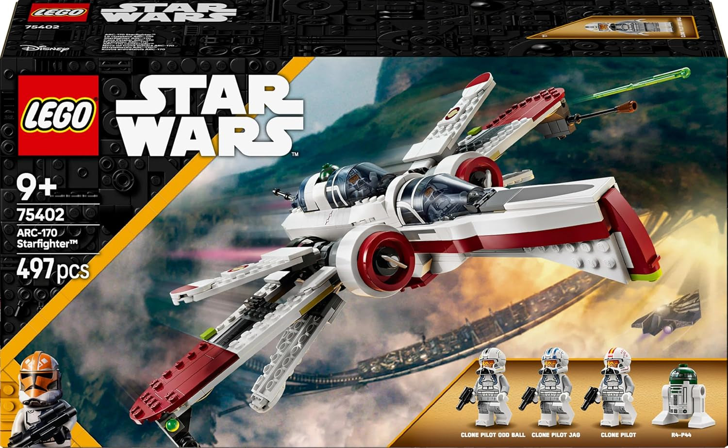 Hračka LEGO Star Wars 75402 ARC-170 Starfighter se 4 minifigurkami včetně klonového pilota a droida R4-P44, sběratelský předmět, dárek pro pomstu fanoušků Sithů a stavebnice pro kluky a dívky starší 9 let Beuche den LEGO-Store