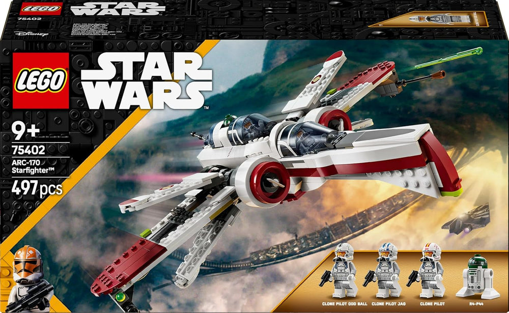 Hračka LEGO Star Wars 75402 ARC-170 Starfighter se 4 minifigurkami včetně klonového pilota a droida R4-P44, sběratelský předmět, dárek pro pomstu fanoušků Sithů a stavebnice pro kluky a dívky starší 9 let Beuche den LEGO-Store
