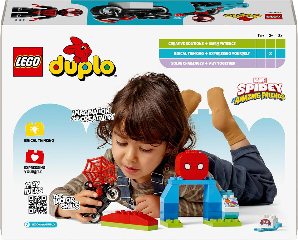 LEGO DUPLO Marvel Spins Motorcycle Adventure, Fantasy Playset pro televizní seriál Spidey a jeho super přátelé, vzdělávací hračka ke stavění a přestavbě pro děti od 2 let 10424 Stavebnice Besuche den LEGO-Store