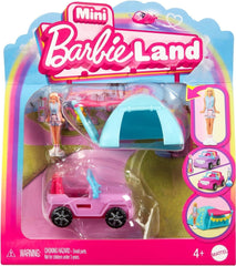 Barbie Mini Barbieland set de păpuși și vehicule de jucărie, păpușă de 1,5 inci și vehicul de jucărie iconic cu surpriză care își schimbă culoarea, HYF43 Papusi Naty Shop Jeep
