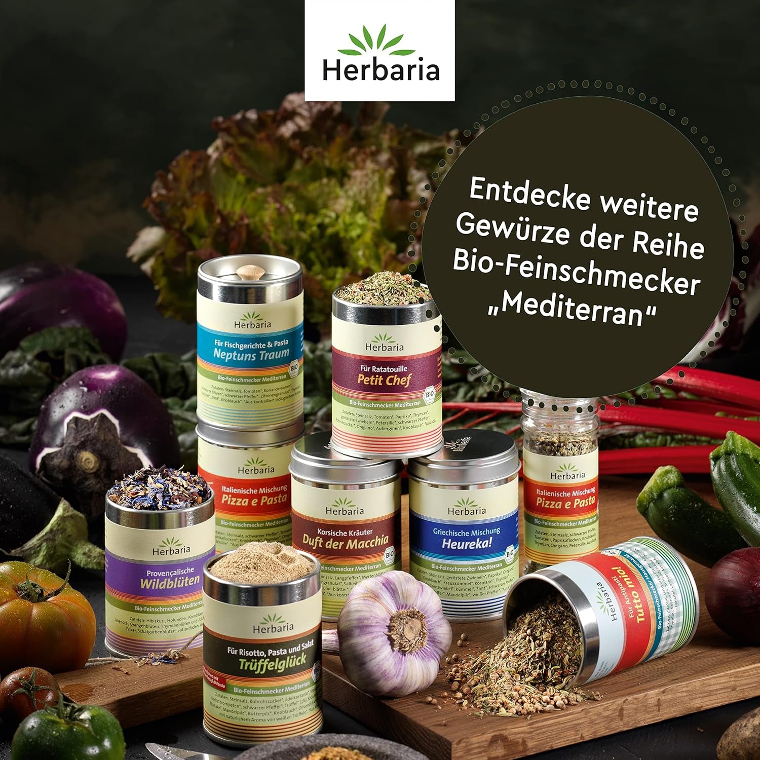 Herbaria Trüffelglück bio 110g M-Dose - Fertiges Bio-Pilz- & Trufflegewürz für intensiv-köstliche Gerichte - mit erlesenen Ingredience - in nachhaltiger Aromaschutz-Dose