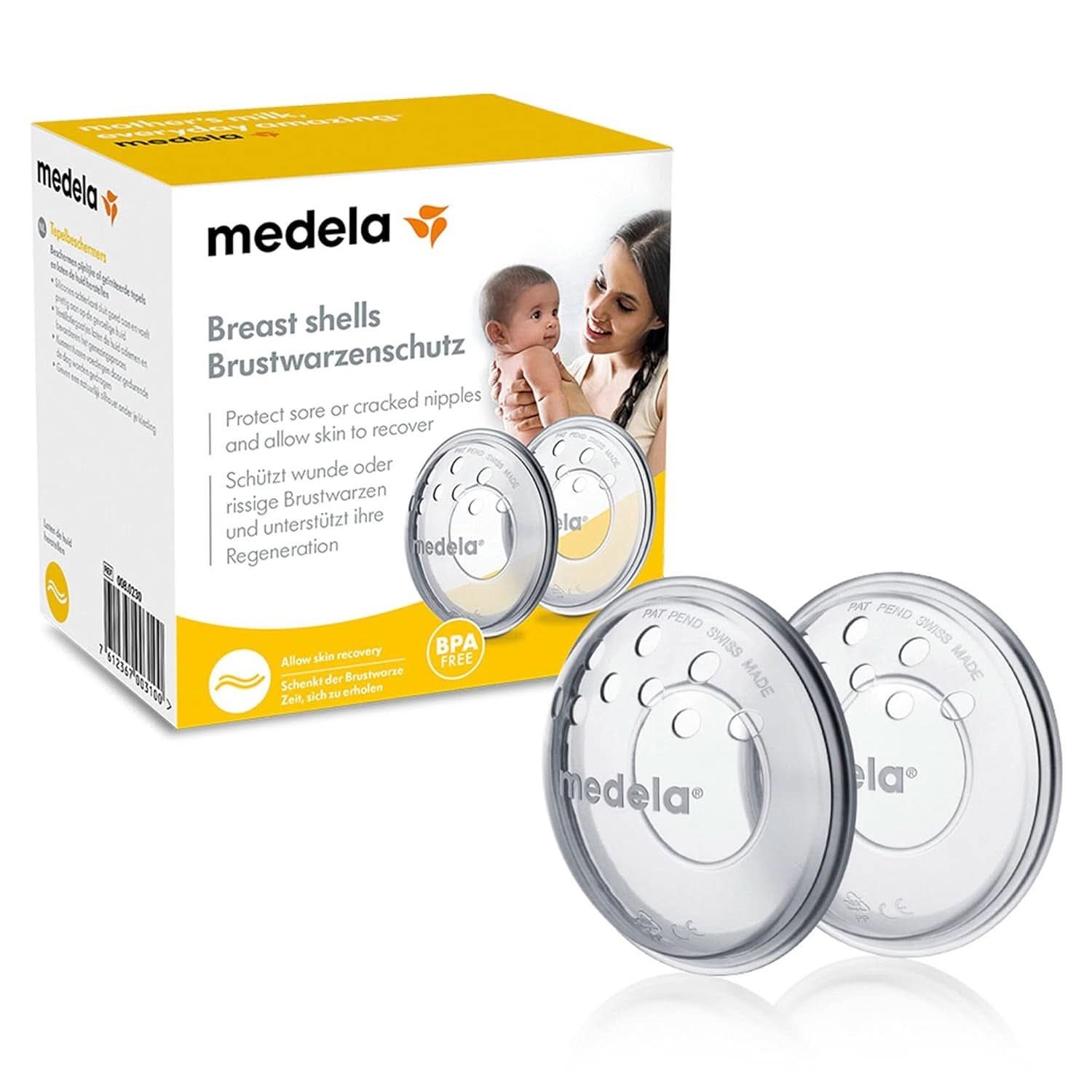 Medela Milchauffangschalen – Bpa-Frei, Aus Weichem, Flexiblem Silikon – 2Er-Set Accesorii Hrana si Alaptare Bebe Naty Shop 2 Stück (1Er Pack) Brustwarzenschutz