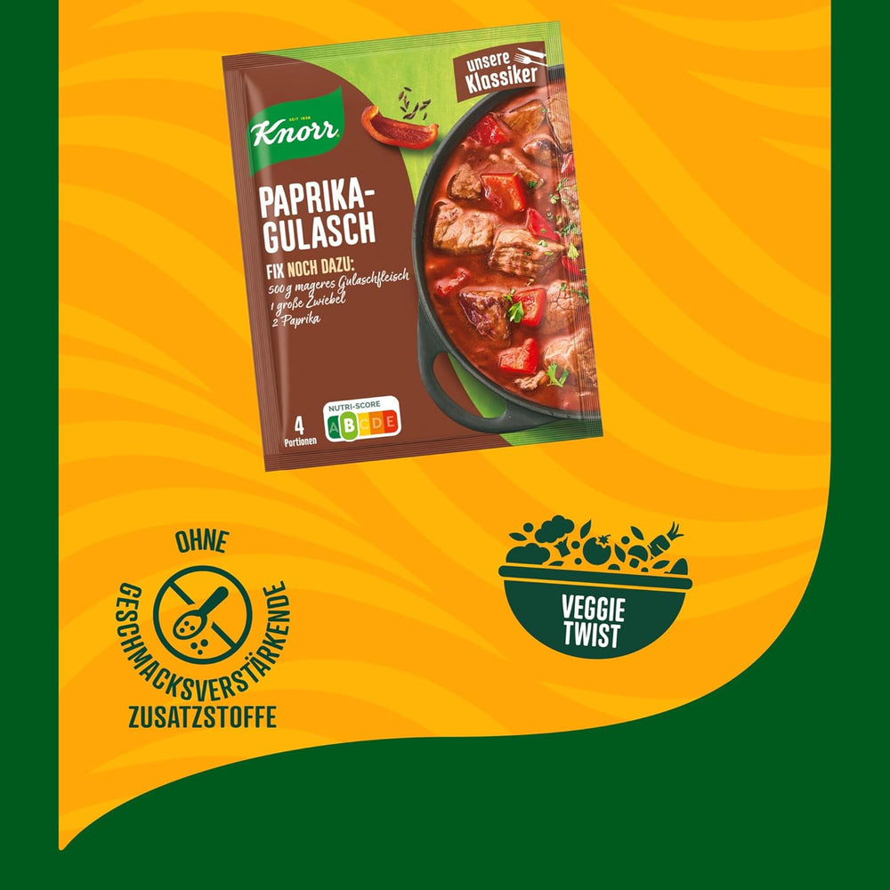 Knorr Fix Würzmischung Paprika-Gulasch für eine leckeres Fleischgericht mit natürliche Ingredient 4 Porce