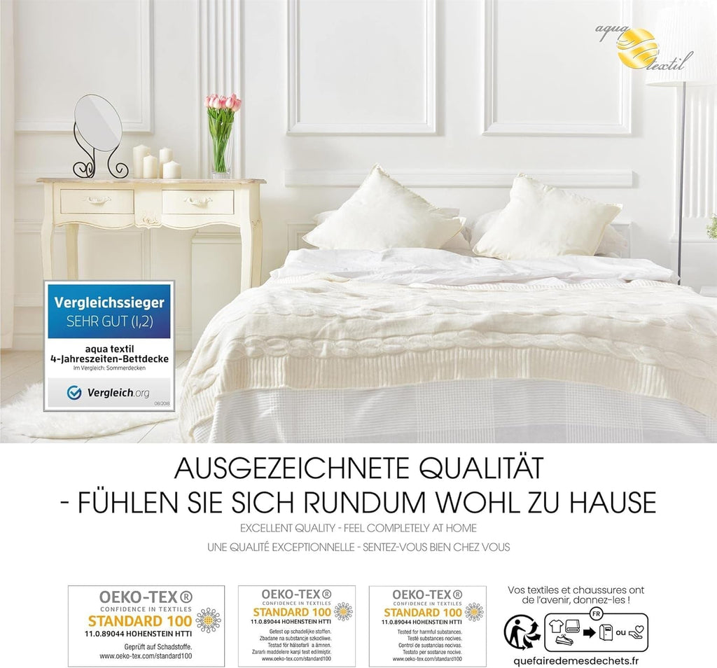 Aqua-Textil 4-sezon plapuma 135X200Cm Pături înnodate împreună Iarna 800G Vara 600G Reglarea climei Oeko-Tex Plapumi si pilote Naty Shop