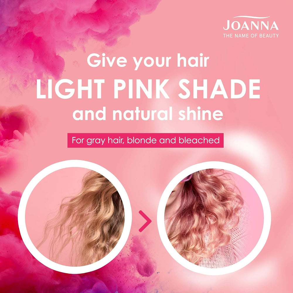 Joanna Ultra Color - Balsam de culoare roz pentru păr blond și deschis - Roz pastel - Strălucire naturală - Elimină nuanța galbenă din părul gri-blond - Efect temporar - 150 ml Vopsea pentru par Naty Shop
