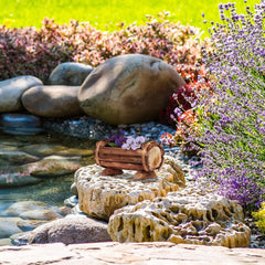 Ghiveci Relaxdays, lemn flambat, 2 piese, decorațiune de grădină, jumătate de butoi pentru flori, design vintage, ÎL: 11x20x9 cm, natural