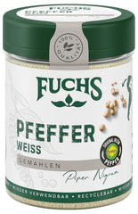 Fuchs Gewürze - Pfeffer weiß gemahlen - Pfeffer aus dem Amazonasgebiet, für helle Saucen, Fisch oder Suppen - přírodní ingredience - 60 g v wiederverwendbarer, recyclebarer Dávka