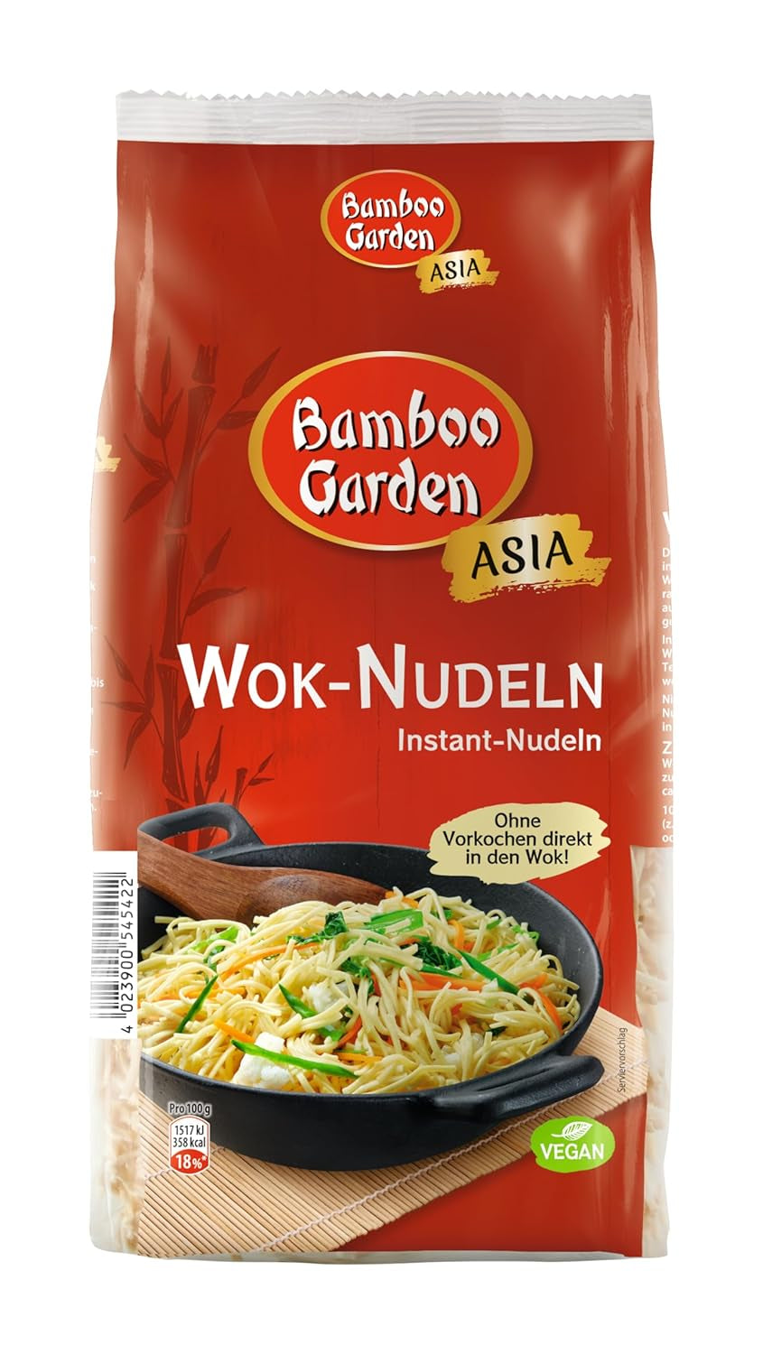 Bambusová zahrada - Wok nudle | Instantní nudle s vejcem | Mixujte, není nutné předvaření | Pro asijské wok pokrmy | 250 g v sáčku