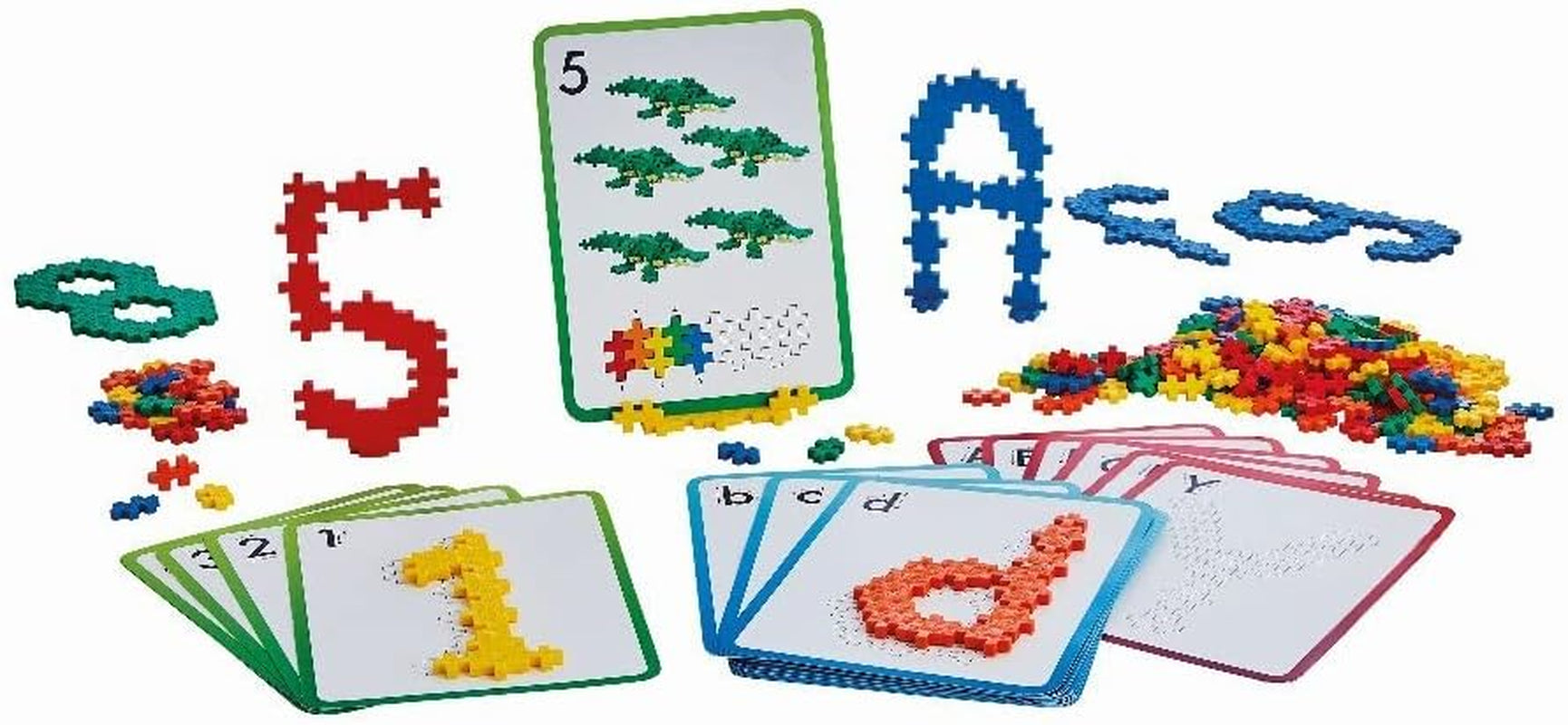 Plus-Plus 9603909 Geniales Konstruktionsspielzeug, Naučte se stavět, ABC & 123, Kreativ-Bausteine, 600 Teile