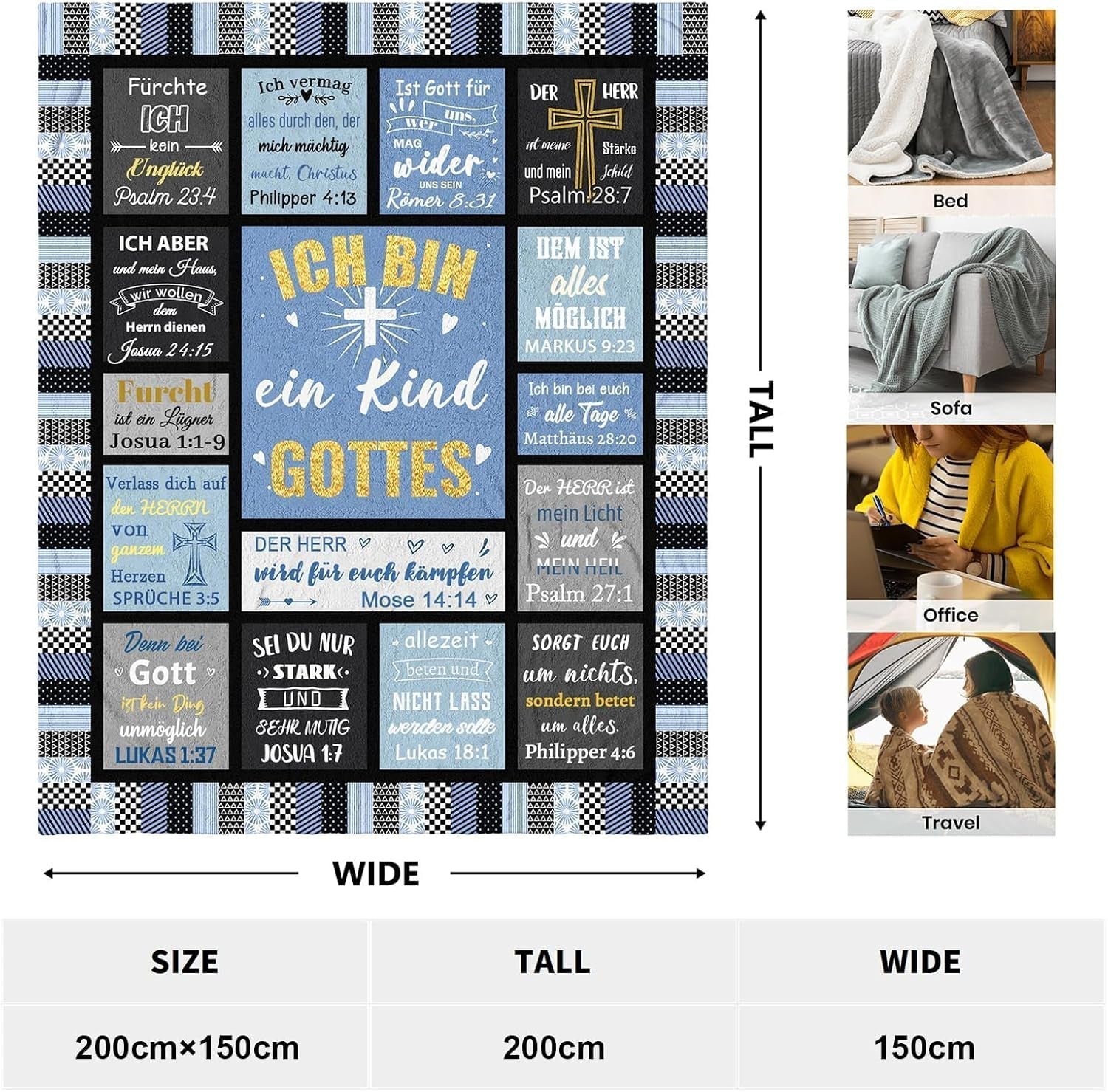 ZQYMM Cadouri creștine pentru femei bărbați, cadouri de botez / confirmare pentru fete / băieți, inspiraționale / religioase, cadouri spirituale catolice, cadouri de ziua de naștere pentru creștini Paturi si Cuverturi ZQYMM