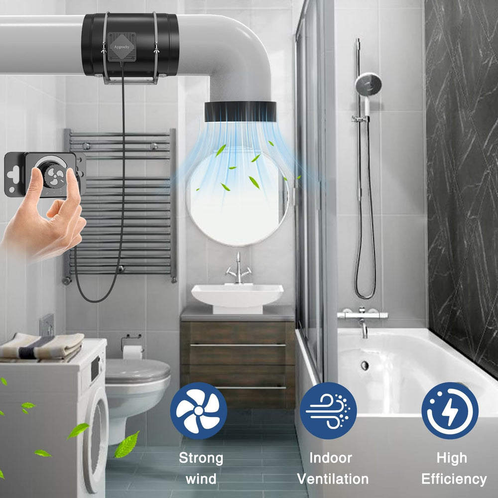 Aygrochy 200mm 70W nastavitelný potrubní ventilátor EC motor Odsávací ventilátor pro vytápění, chlazení, posilovače, pěstební stany, hydroponii, domácnost, ventilaci a výfukový ventilátor.