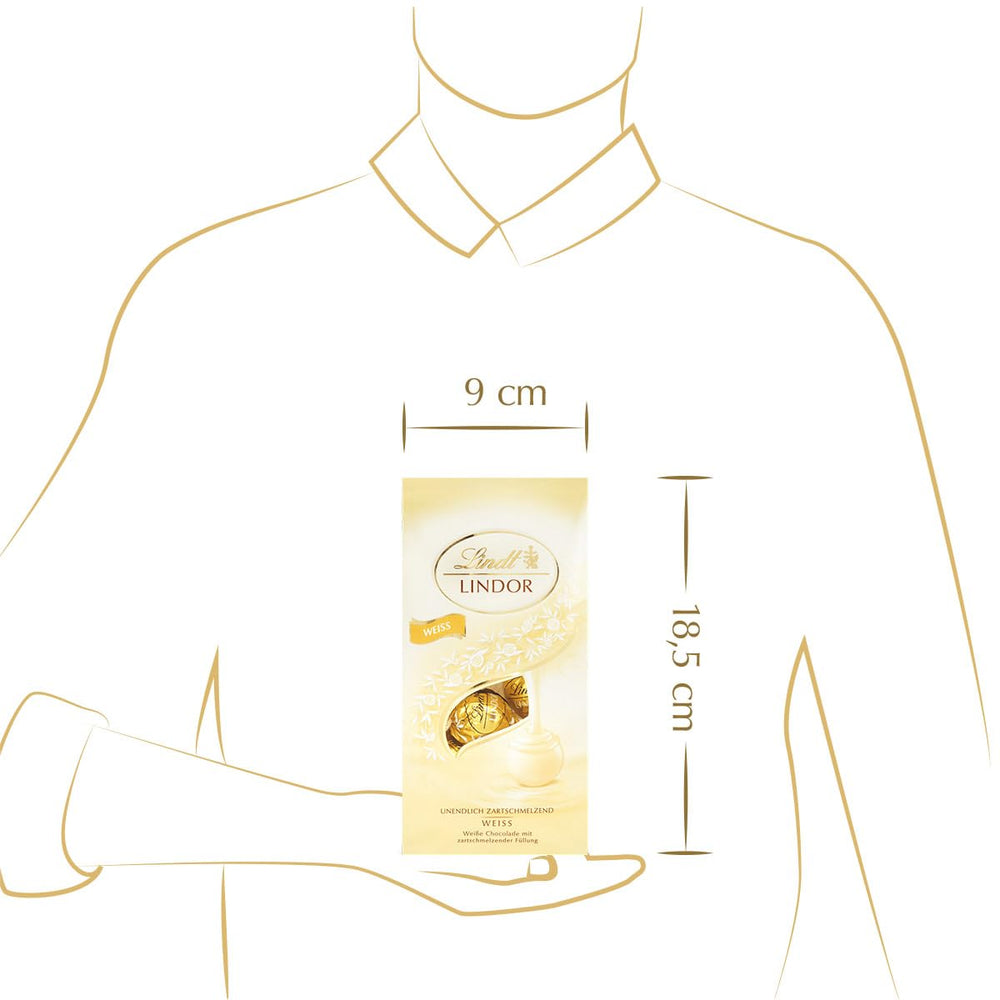 Lindt bílé čokoládové kuličky LINDOR | 137g sáček | Přibl. 10 bílých čokoládových kuliček s náplní rozplývající se v ústech | Čokoládová dárková sada | Čokoládová dárková sada (balení 2 ks)