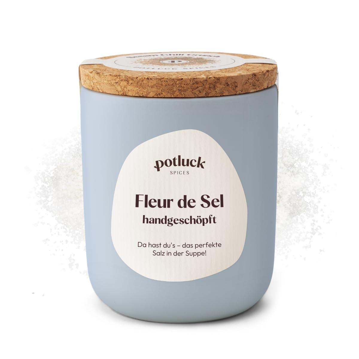 Potluck | Fleur de Sel handgeschöpft | Meersalz im Keramiktopf | 80 g | Veganské, bezlepkové a s přírodními ingrediencemi