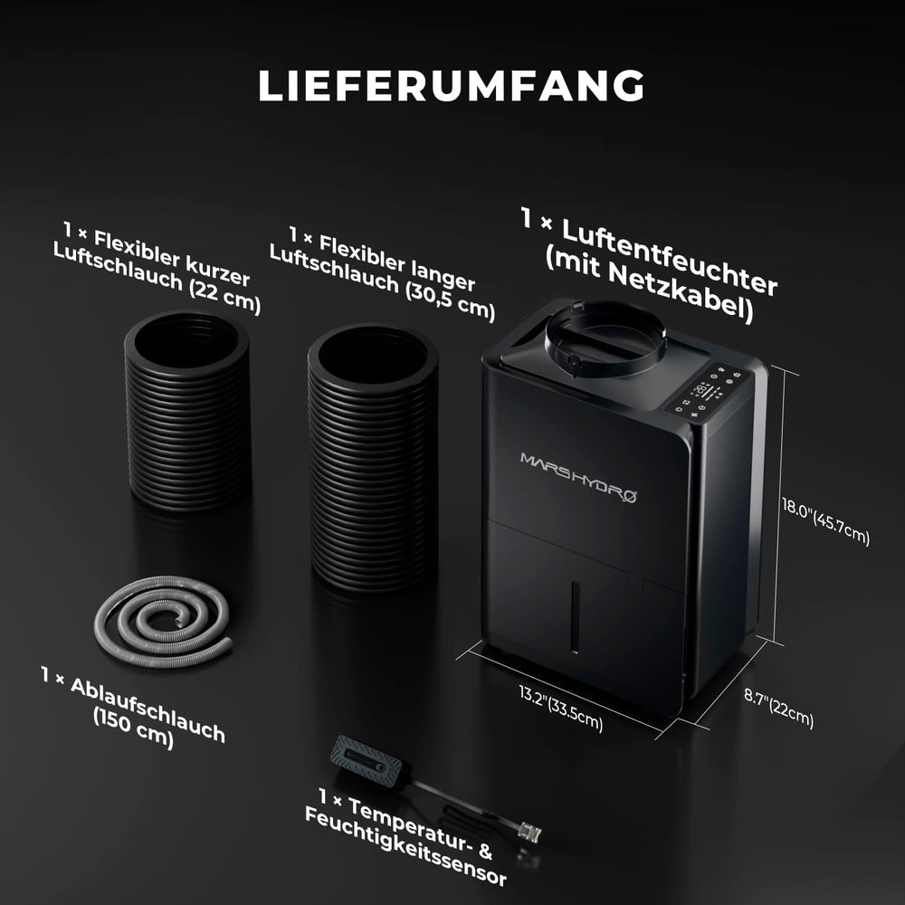 MARS HYDRO odvlhčovač, 12 l/den, automatické odmrazování, funkce časovače, pokojový odvlhčovač pro pěstební stany, sklepy a rostliny, nádrž na vodu 1,2 l