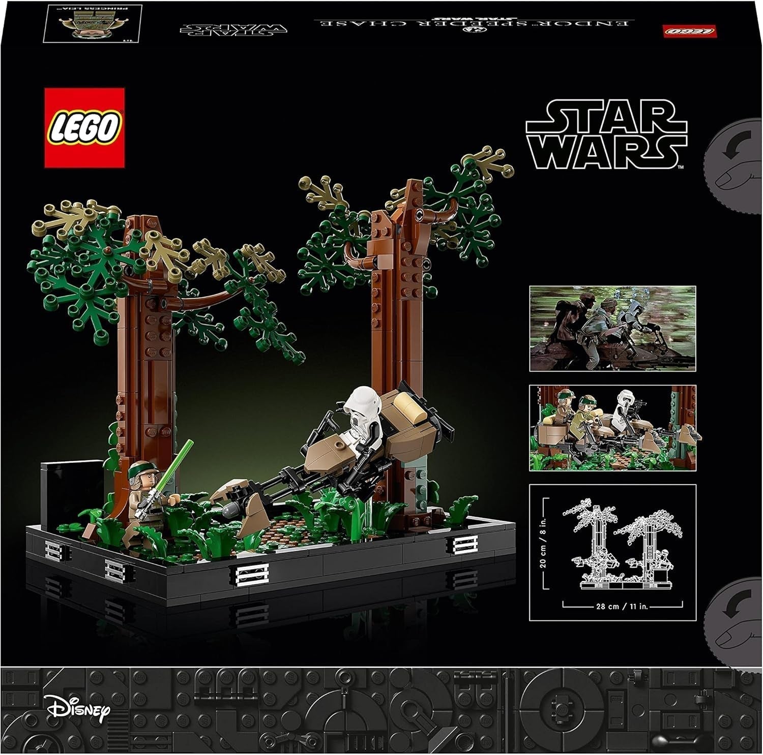 LEGO 75353 Star Wars Pursuit on Endor - Sada diorámat, Návrat Jediho s Lukem Skywalkerem, Princezna Leia & Scout Trooper a Speeder Bikes, Stavebnice 40. výročí Besuche den LEGO-Store