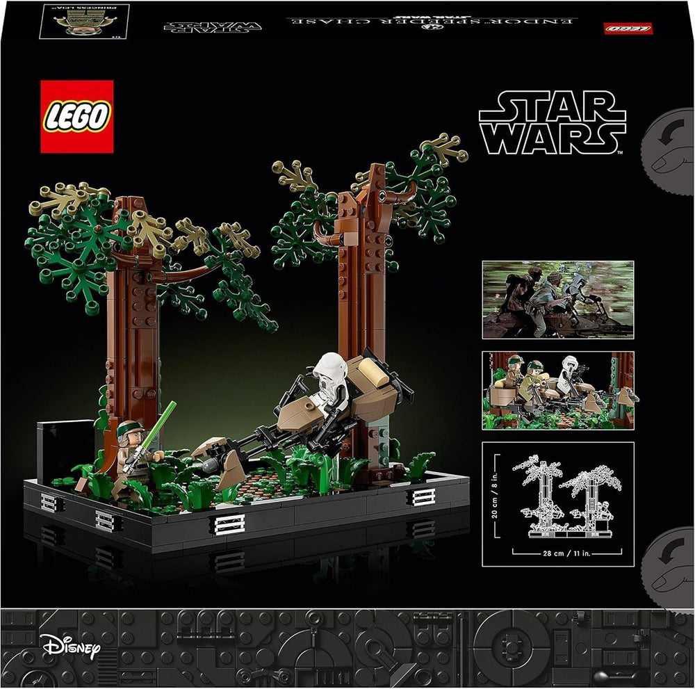 LEGO 75353 Star Wars Pursuit on Endor - Sada diorámat, Návrat Jediho s Lukem Skywalkerem, Princezna Leia & Scout Trooper a Speeder Bikes, Stavebnice 40. výročí Besuche den LEGO-Store