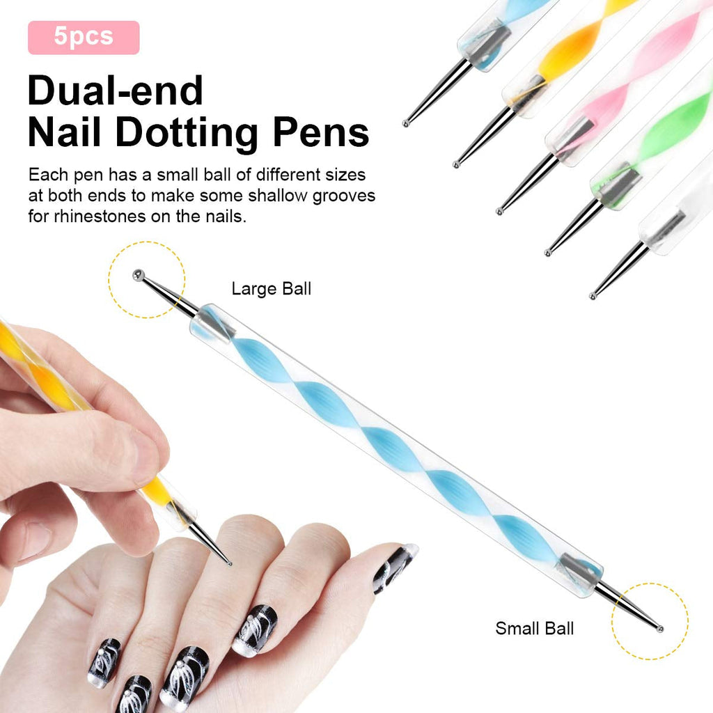 URAQT 20 Stück Nagel Pinsel Set, Nageldesign-Stifte Brush, Acryl Nagel Kunst Pinsel, Nagelbürste Professionell Malerei Pen Für Gelnägel Uv-Gel Nageldesign Nail Art