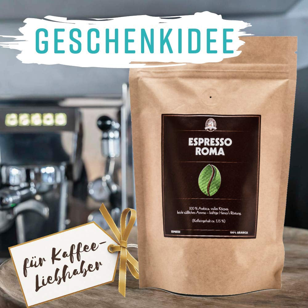 Henry's Espresso Roma 1000g - prăjire ușoară - corp plin - aciditate scăzută - calitate rafinată - boabe de cafea direct de la fermier