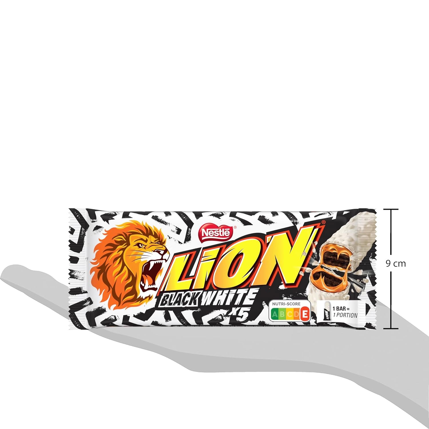 Čokoládová tyčinka LION Black & White, svačina s intenzivní chutí, křupavá čokoláda a křupavé lupínky, náplň do brownies, jedinečný zážitek z lahodné chuti, 1 balení (5 x 30 g)