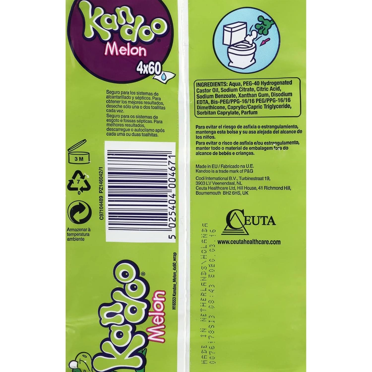 Rezervní čistící ubrousky, vonný meloun, 4 x 60 kusů Baby Wet Wipes Naty Shop