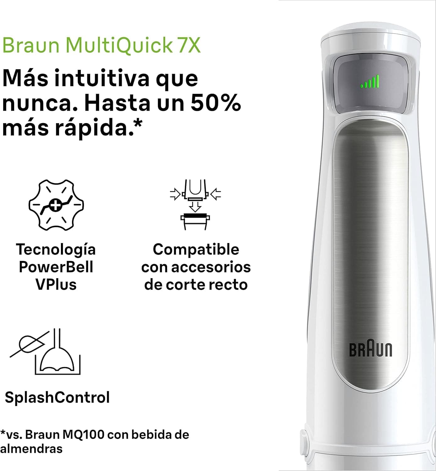 Braun Homehold Hogar Multiquick 7 Armmixer, Spritzschutz-Technologie, Spülmaschinenfest, Bpa-Freier Kunststoffbecher, MQ7000, 1000 W, Weiß Kitchen Naty Shop