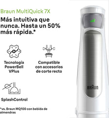 Braun Homehold Hogar Multiquick 7 Armmixer, Spritzschutz-Technologie, Spülmaschinenfest, Bpa-Freier Kunststoffbecher, MQ7000, 1000 W, Weiß Kitchen Naty Shop