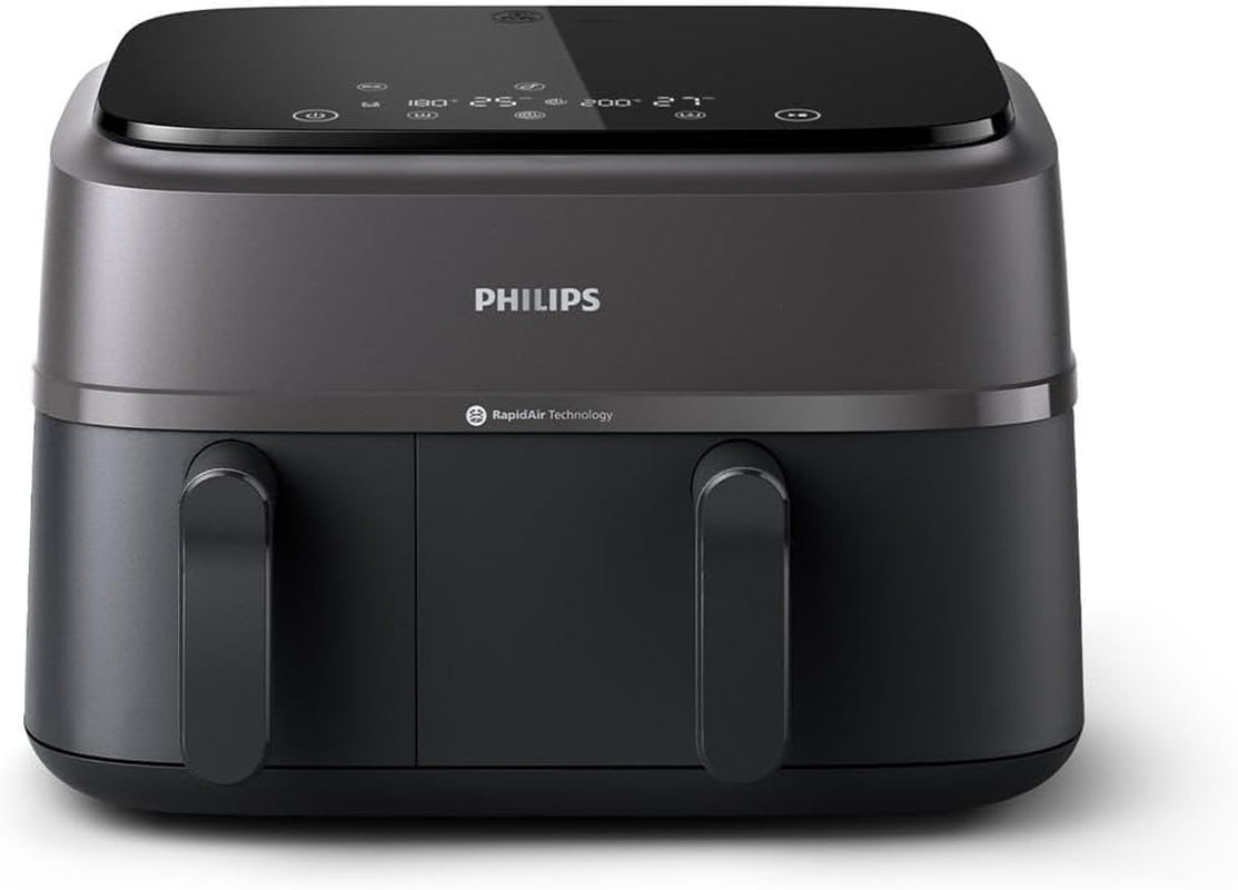 Philips Airfryer Dual Basket 3000 Series, 9L, 2 coșuri, 2 feluri de mâncare gata în același timp, tehnologie Rapidair plus cu aer cald Electrocasnice Naty Shop Dual Basket 9 L