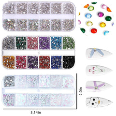 4200 Piese Strasuri Unghii Nail Art, 36 Culori Pietre Sclipici, Decorațiuni Unghii Pietre pentru Accesorii Nail Art și Strasuri Cristal Transparent cu Pensetă de Selecție Strasuri și Stilou Punctaj