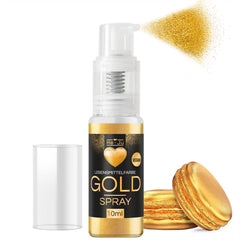 Spray colorant alimentar He-Ju, auriu, 10 g, pudră de aur comestibilă, vegană și fără E171, sclipici comestibil pentru băuturi