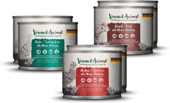 Venandi Animal - Premium Nassfutter für Katzen, Probierpakett I, Huhn, Pute, RInd, 6 x 200 g (6er Pack), getreidefrei und naturbelassen