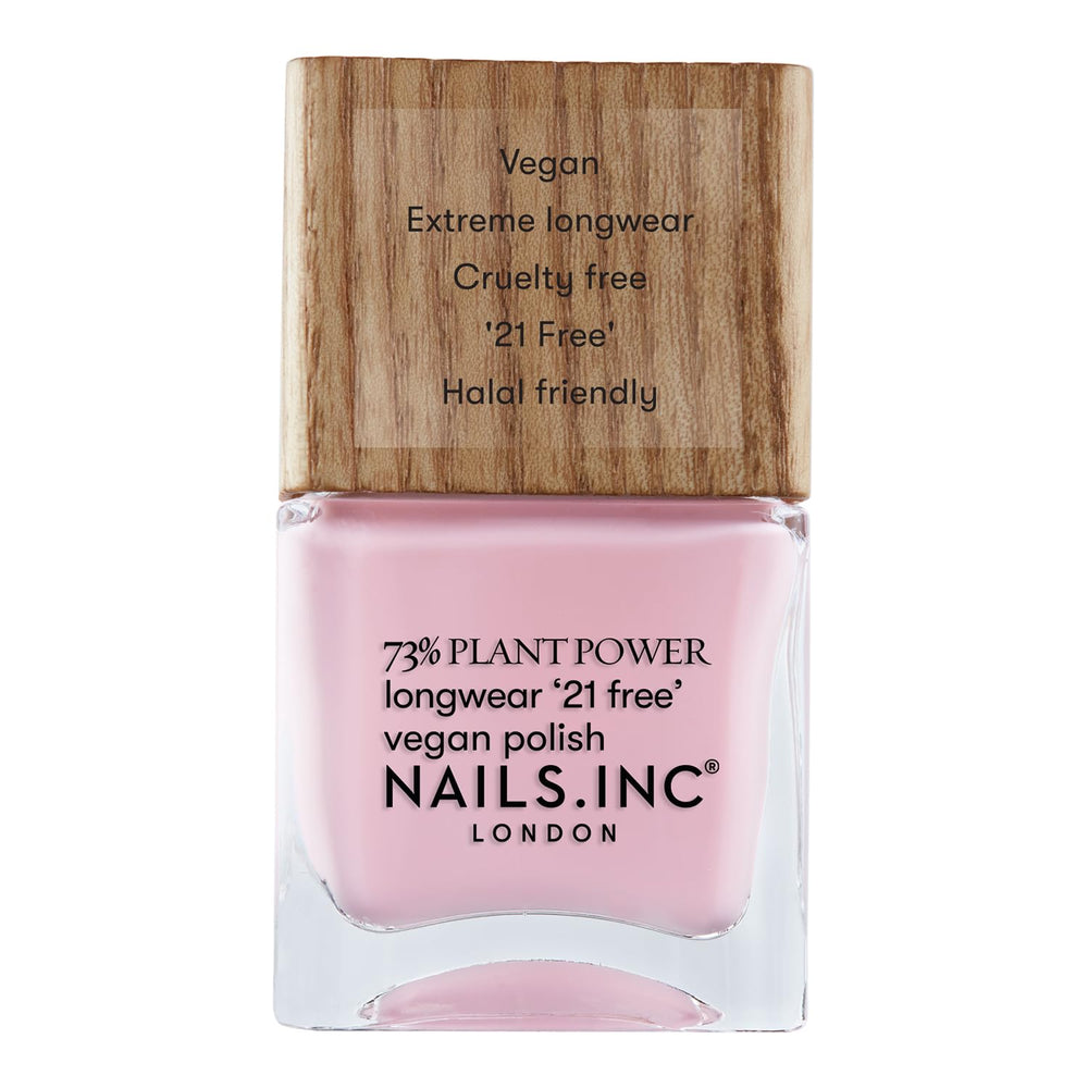 Nails Inc – ZÁŘIVÉ NĚKDE Plant Power Veganský lak na nehty – 73 % rostlinný, 100 % veganský a bez krutosti – perfektní manikúra, perleťová perla – pro ekologicky šetrné nail art