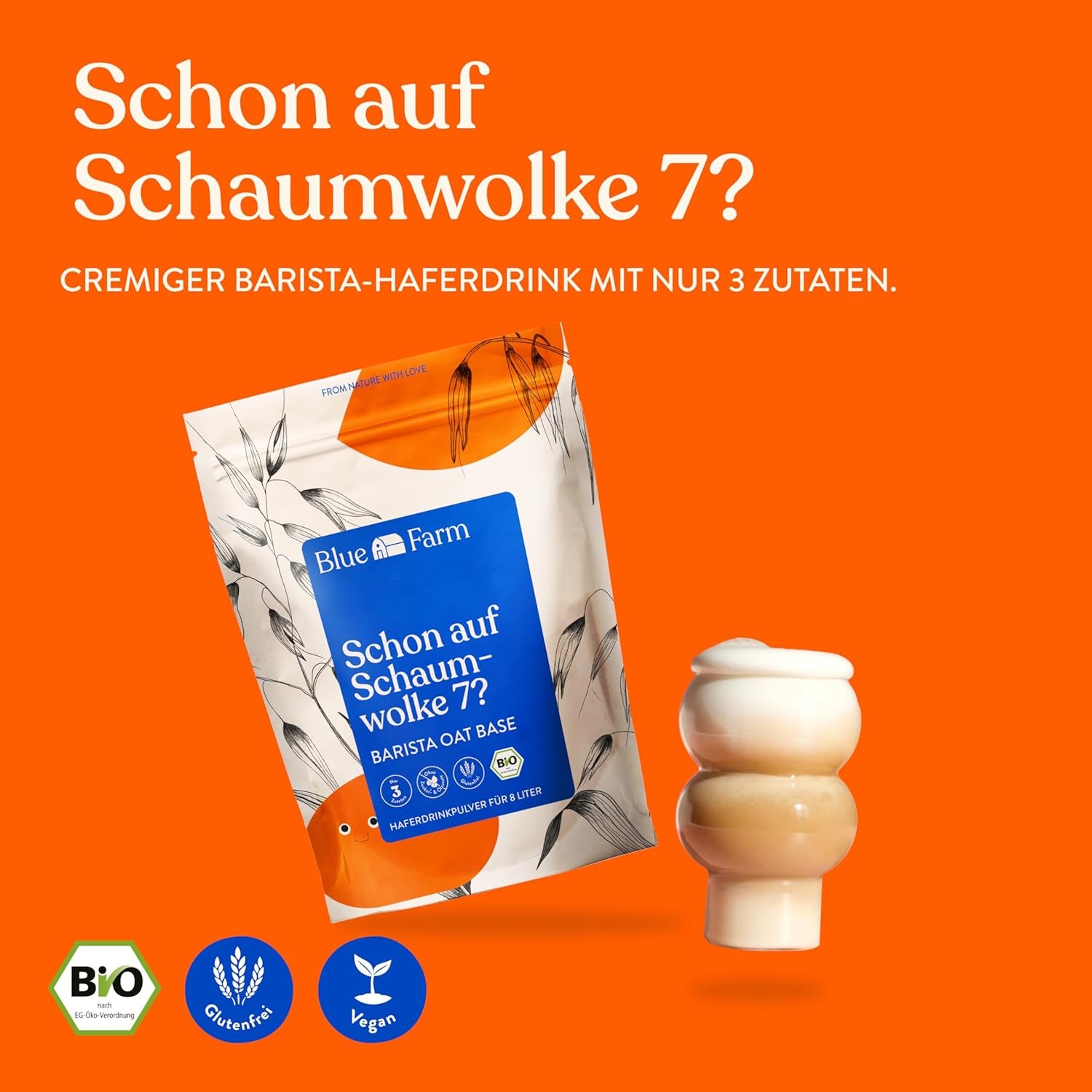 Blue Farm Barista Oat Base für bis zu zu 8L zum selbermischen – Bio Haferdrink Barista Edition – Milchalternative ohne Zusatzstoffe und Zuckerzusatz – Vegan und Glutenfrei – 90% weniger Verpackungmüll