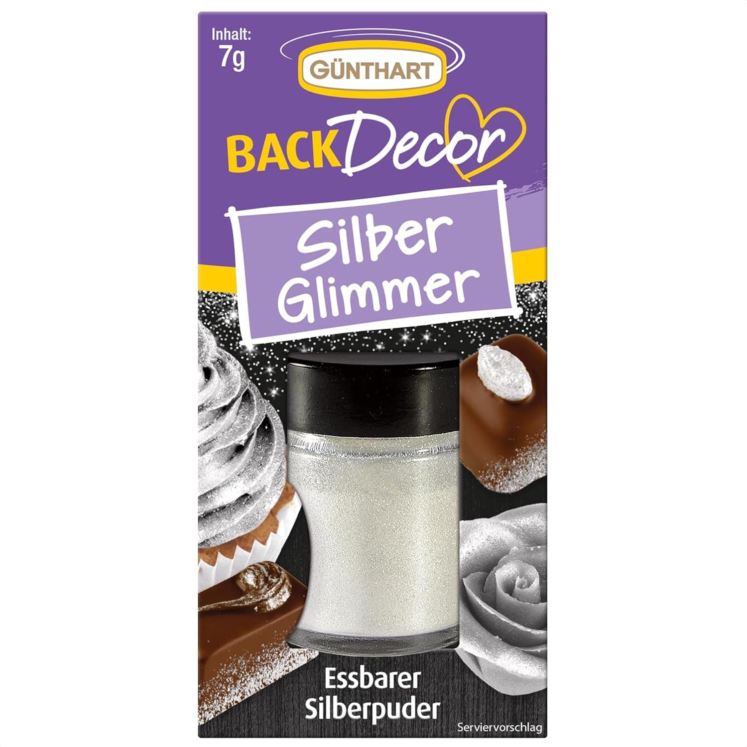 Günthart Backdecor Pudră de Aur - Sclipici Comestibil, Pudră de Colorant Alimentar, Sclipici pentru Băuturi - Mică Strălucitoare cu Praf de Aur pentru Pasionații de Coacere, 1 Pachet (1 x 7 g)