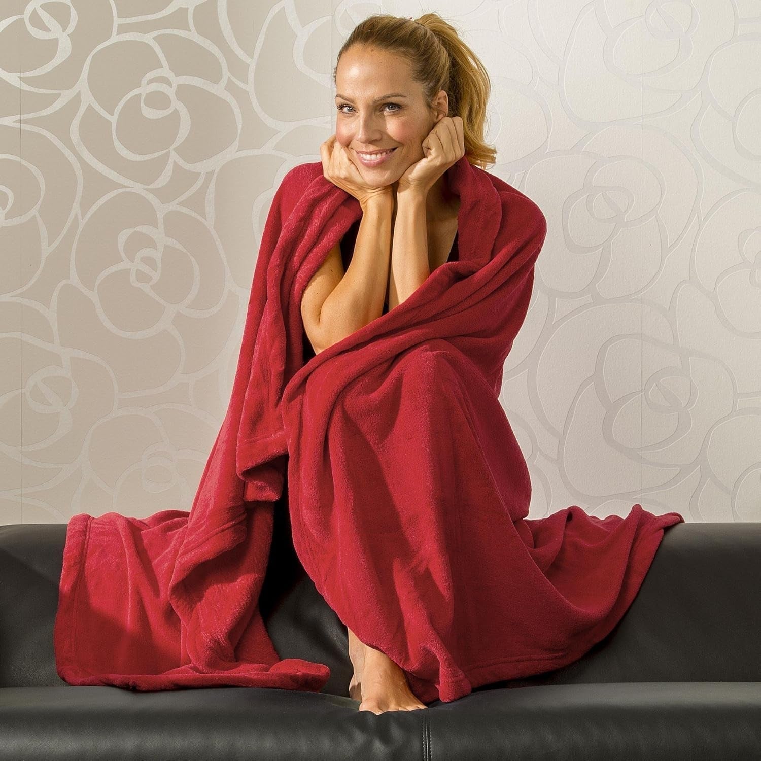 Nadýchaná přikrývka Celinatex XXL 220 X 240 Cm červená pohovka přikrývka hřejivá přikrývka měkké mikrovlákno Fleece Oeko-Tex Montreal Postele a přikrývky Besuche den CelinaTex-Store