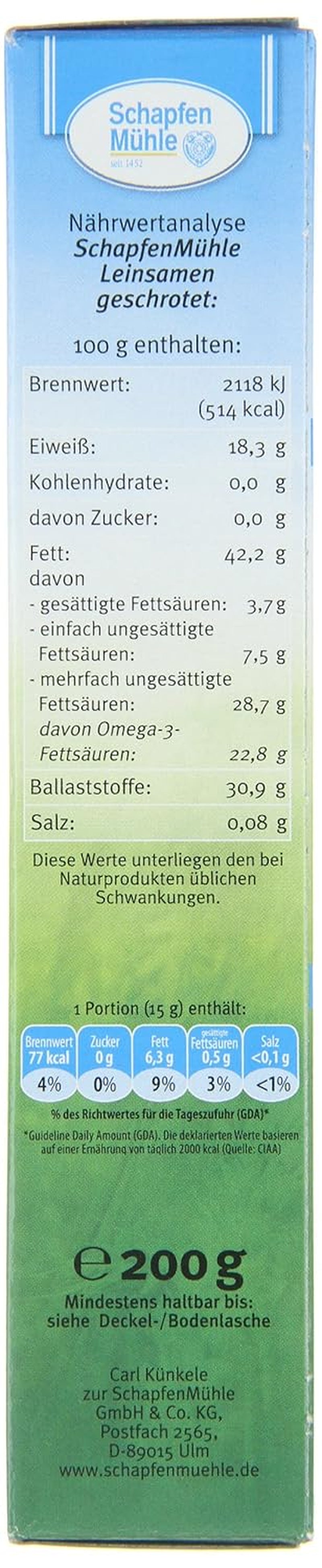 Schapfen Mill mleté ​​lněné semínko, 200 g balení