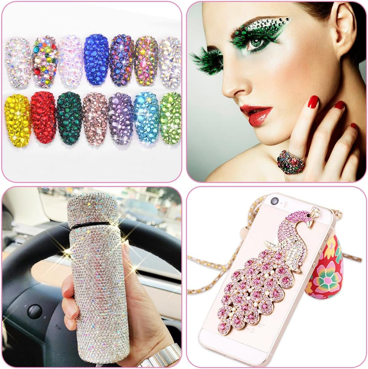 4600 Stück Strasssteine Für Nägel, Nagel Glitzersteine 3 Verschiedene Stil Flache Nail Gems Nägel Steine Klein Nagel Steinchen Mit Pinzette Und Strass Picker Dotting Pen Für Nägel/Kleidung/Handwerk