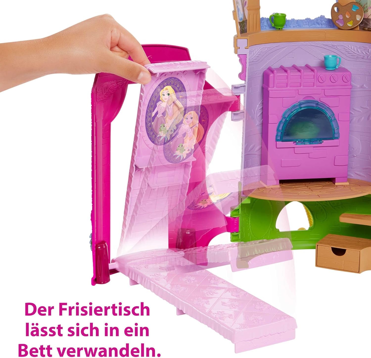 Disney Princess HMV99 - Păpușă Rapunzel mobilă și turn de joacă cu distracție pe tot parcursul, 6 zone de joacă și 15 accesorii, inspirat de filmul Disney, jucării pentru păpuși de la 3 ani Papusi Naty Shop