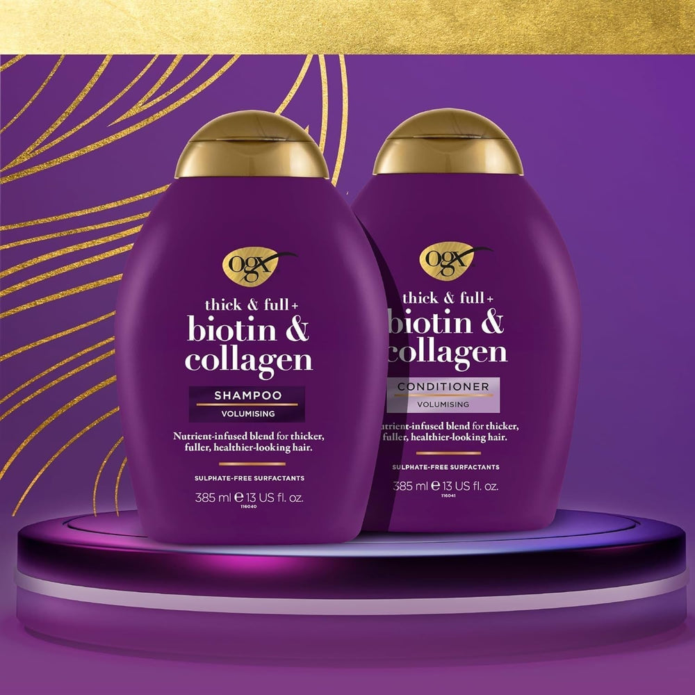 OGX Biotin & Collagen Shampoo (385 Ml), Șampon de întărire a părului pentru păr fin și subțire Duș și baie OGX