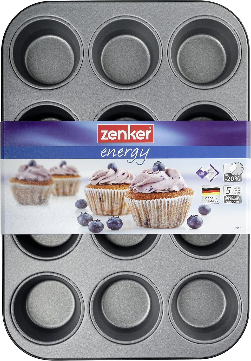 Zenker 12Er Muffinform Energy, Premium-Backform, Für Köstliche Kuchen, Verkürzt Die Backzeit Um Bis Zu 20% (Farbe: Silber/Anthrazit), Menge: 1 Stück, Hellgrau Und Dunkelgrau Matrite si tavi pentru copt Naty Shop