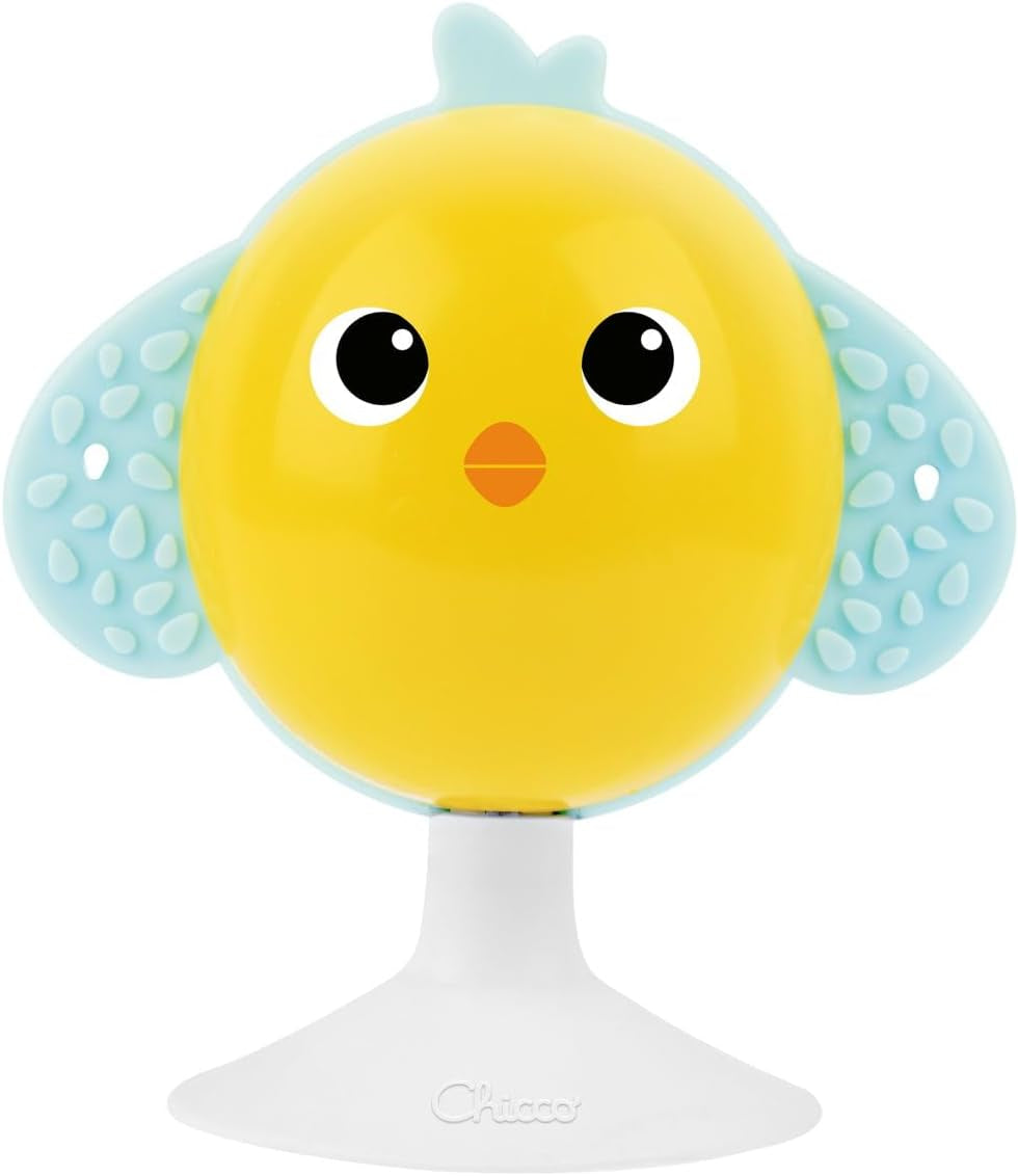 Chicco meal gift set Dou Dou, set format din bavetă, jucărie pentru scaun înalt cu ventuză în formă de pui drăguț, cu două zornăitoare colorate, ușor de prins de la 6 luni Jucarii Bebe Naty Shop