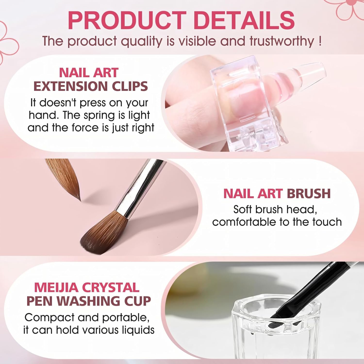 Soluție de îndreptare Polygel, Kit pentru unghii Polygel Slip Solution, Soluție de îndreptare 75 ml, Include 5 cleme pentru vârfuri de unghii, 3 perii de unghii, 1 cupă de cristal, 100 foi de curățare