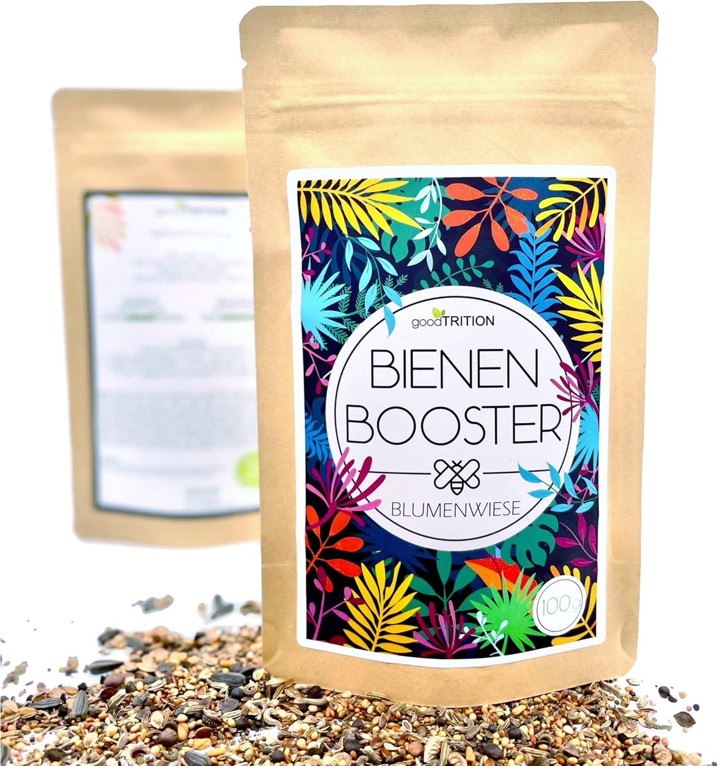 100 G Blumensamen Für 100 Qm Blumenwiese Bienen Booster Im Eigenen Garten Ein- Und Mehrjährig (Blumen-, Kräuter- & Kulturartensamen) Für Ein Bienenparadies Insektenfreundlich
