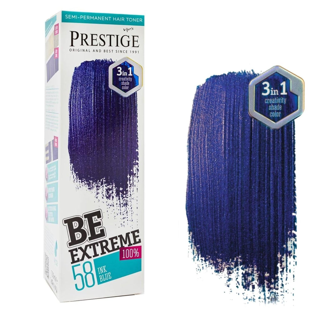 Vip's Prestige Be Extreme | Tonic semipermanent pentru păr 50 Wild Green | Pigment pur | Adaugă culoare părului vopsit sau cărunt | Rezultat temporar | Fără amoniac, fără parabeni, fără PPD Vopsea pentru par Naty Shop 58 Albastru cerneală