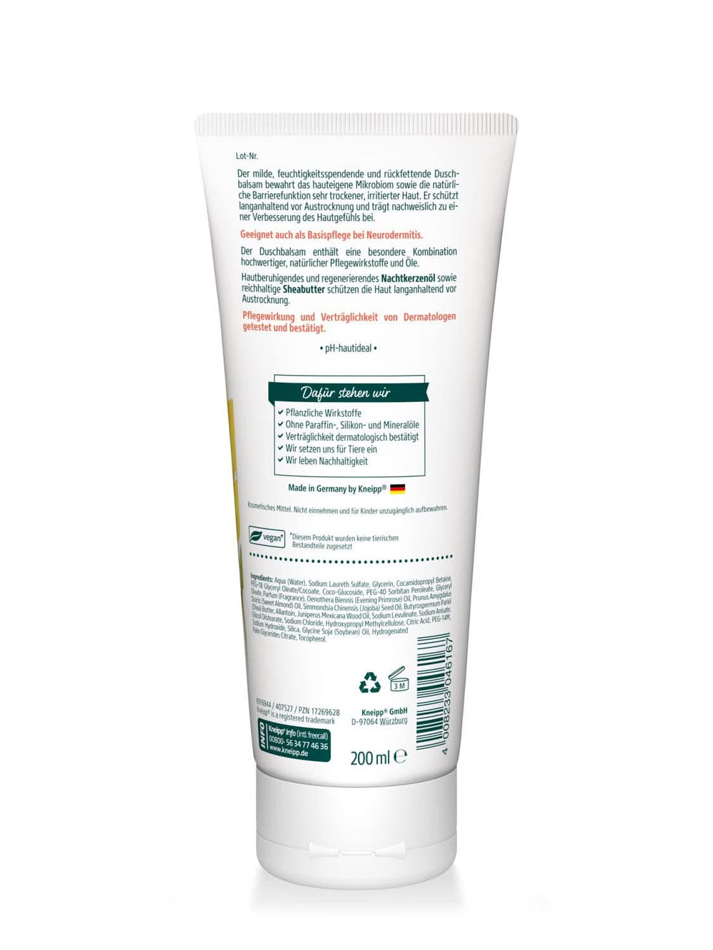 Kneipp, Sprchový kondicionér, 200 ml Sprchový kout a vana Naty Shop