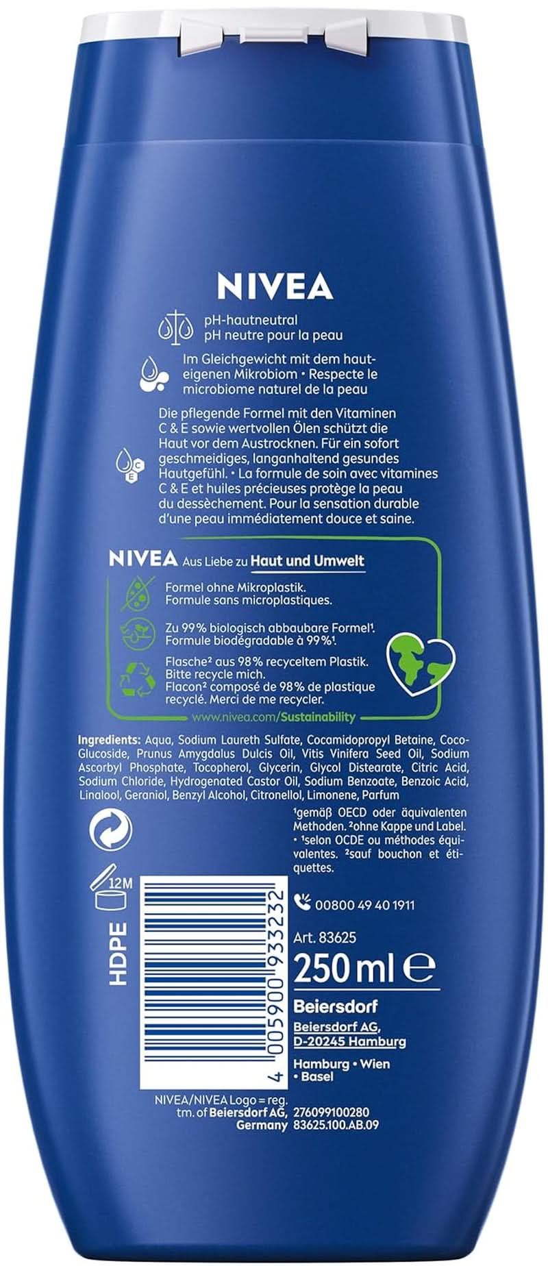 NIVEA Creme Care, sprchový gel s vitamíny a esenciálními oleji, 250 ml Sprcha a koupel Naty Shop