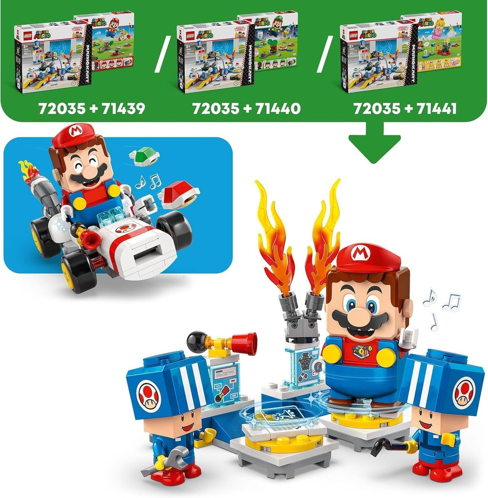 LEGO Super Mario: Mario Kart - Toad's Workshop, postavička Nintendo, přizpůsobitelná hračka, sada dobrodružství, dárek pro chlapce, dívky a hráče od 8 let 72035 Stavebnice Besuche den LEGO-Store