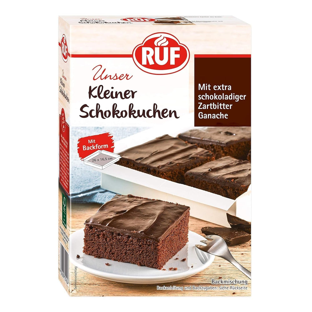 RUF Kleiner Himbeer-Schokokuchen, Mini-Kuchen Mit Feiner Puddingcreme, Himbeeren Und Weißen Schokoraspeln, Inkl. Backform, 1X252G Směs na pečení a vaření Naty Shop 270 G (1Er Pack) Schokokuchen