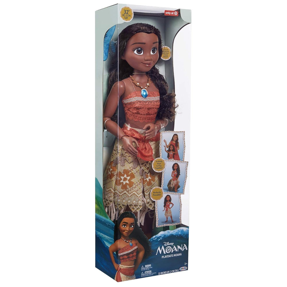 Disney Princess Vaiana, păpușă de joacă înaltă de 80 cm de la Jakks Pacific, păpușă mobilă, cu perie pentru a-și pieptăna buclele ondulate, rochie inspirată de film, colier detașabil cu pandantiv Papusi Naty Shop