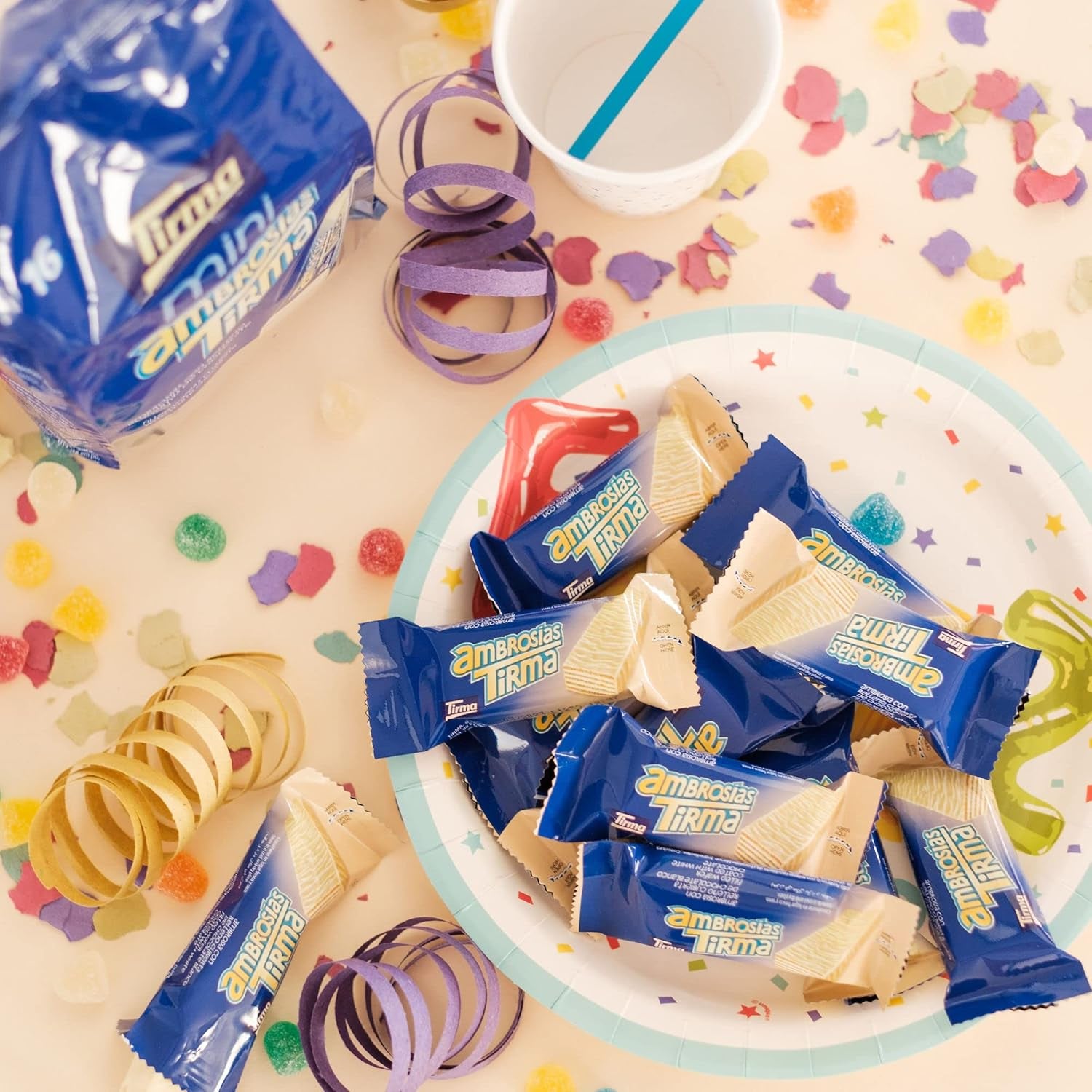 Tirma Mini White Chocolate Wafers | (16 units x 13.5g), 216g | Jemná krémová náplň | Bez GMO | Suitable for vegetarians | Jednotlivě balené | Balená svačina