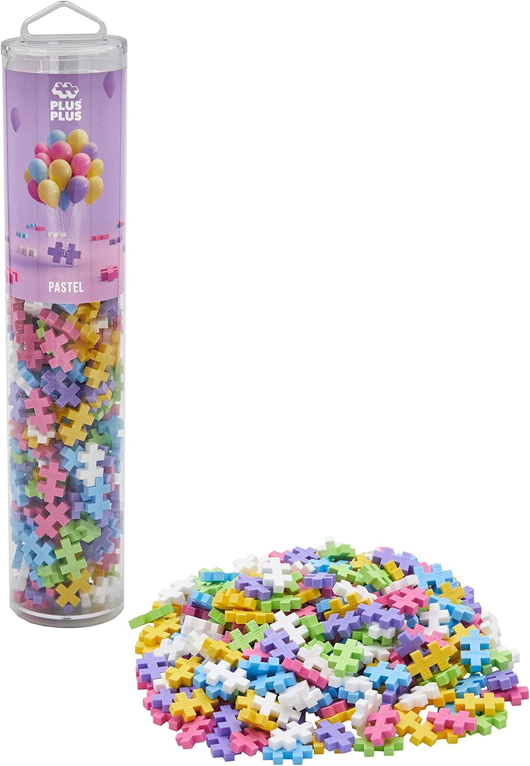 Plus-Plus 9604262 Geniales Konstruktionsspielzeug, Regenbogen, Kreativ-Bausteine Tube, 240 Teile